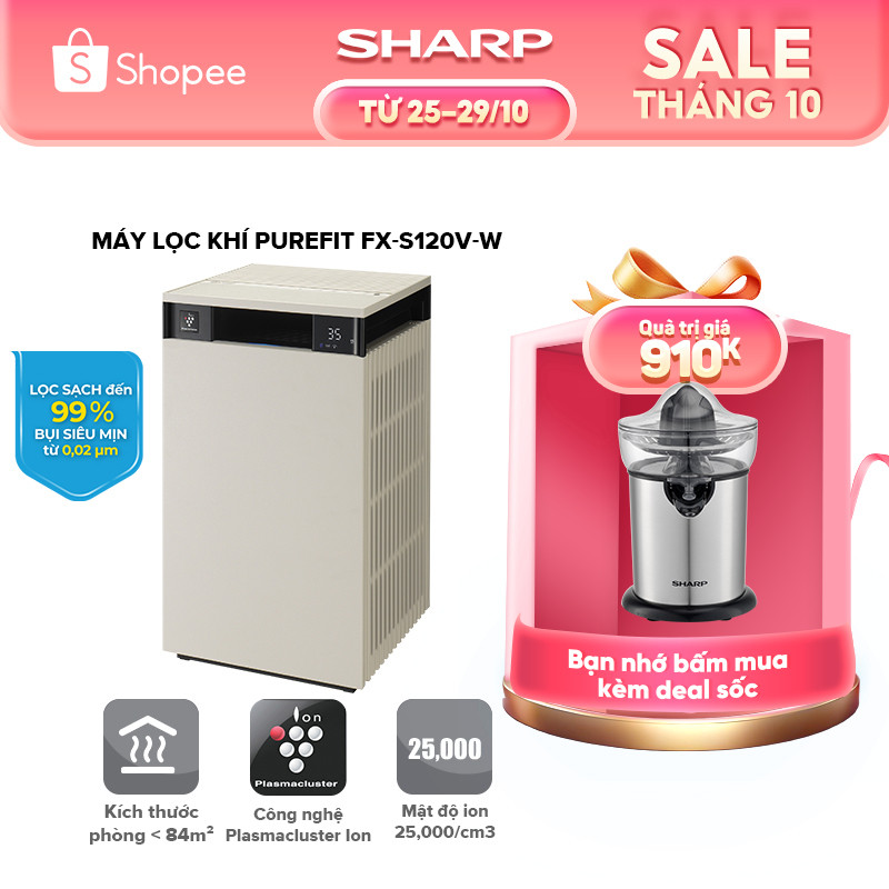 Máy lọc không khí Sharp Purefit FX-S120V-H Chính hãng - HAPOS HEL 84m2 - S120 Trắng