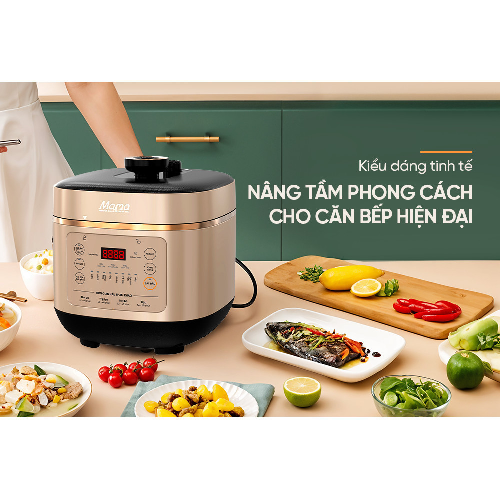 Nồi áp suất điện đa năng Sunhouse SHD1670, Công suất 1000W, 8 chế độ nấu , Lòng nồi 5 lớp chống dính - HAPOS HOF