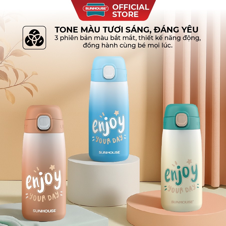 BÌnh giữ nhiệt trẻ em GripPal 420ml Sunhouse KS-TU420GB - Inox 304 an toàn - Giữ nhiệt 8-10h - HAPOS HEL KS-TU420GB