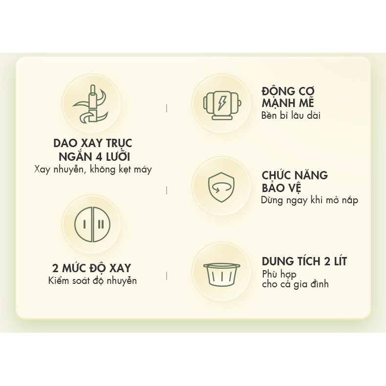 Máy xay thực phẩm đa năng Bear QSJ-U03B5 - Dung tích 2L, 2 mức độ xay - HAPOS HOF
