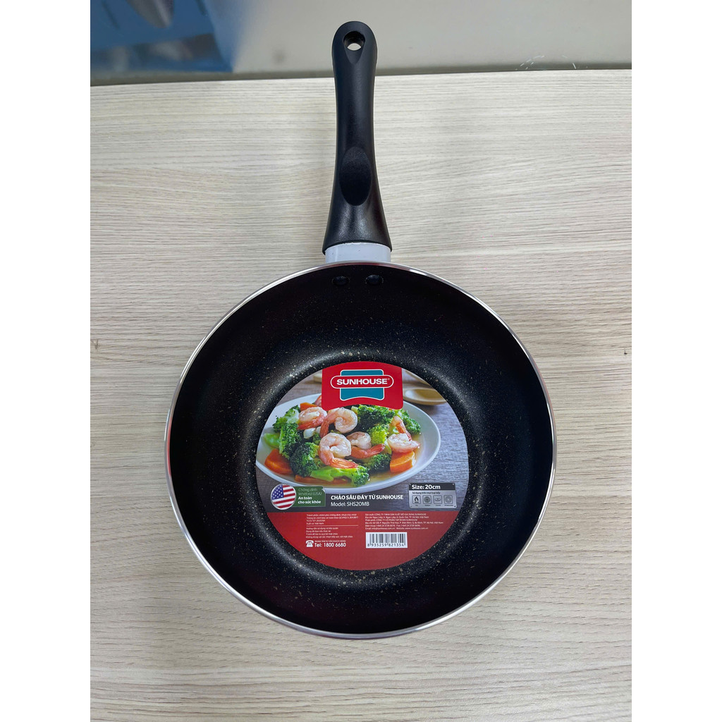 Chảo sâu đáy từ Sunhouse SHS20MB màu xanh, đáy từ, Chống dính Whitford (USA) an toàn cho sức khỏe - HAPOS HEL SHS20MB