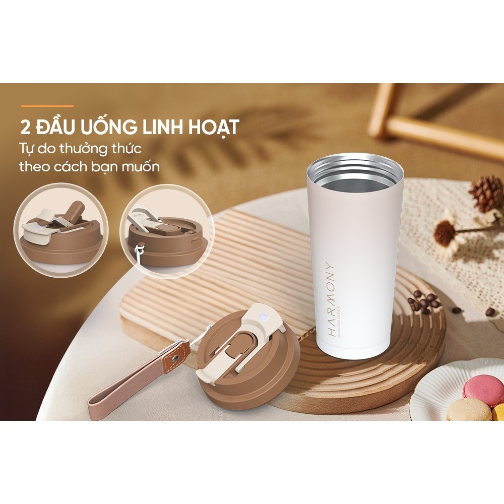 Cốc giữ nhiệt 500ml Sunhouse KS-TU500HB - Inox 316 - Giữ nhiệt nóng & lạnh tới 6 giờ - Vòi uống 2 chế độ - HAPOS HEL KS-TU500HB - Nâu