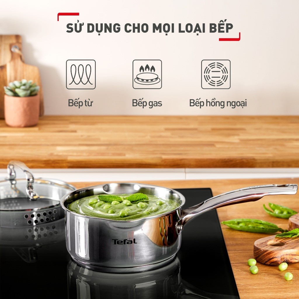 Bộ 5 nồi Inox Tefal Duetto Plus G719SA74 (quánh 16cm, nồi hầm 18/20/24 cm, nồi luộc gà 22cm)| BH 24 tháng - HAPOS HOF