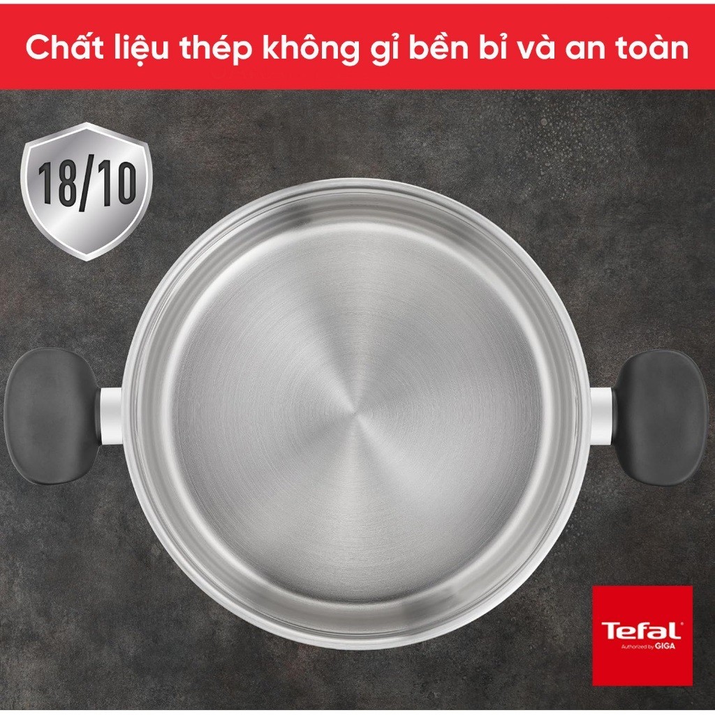 Nồi hấp Inox 18/10 Tefal Couscous Primary E3089504 24cm - Thép không gỉ - Đế 3 lớp - Bảo Hành 24 Tháng - HAPOS HOF