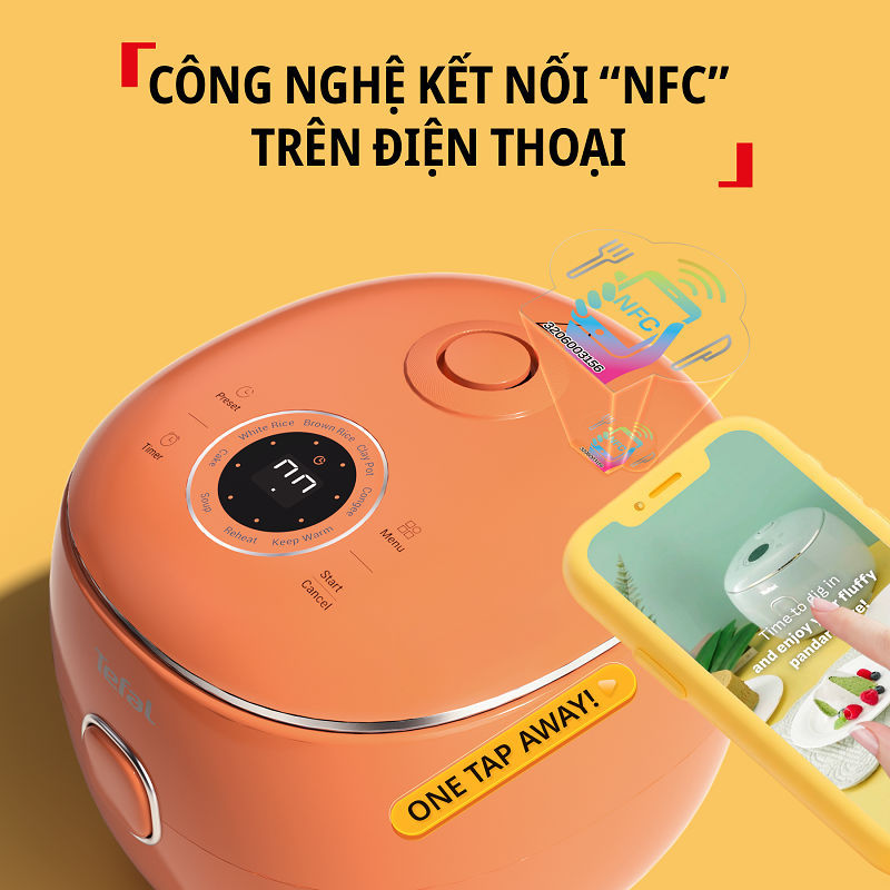Nồi cơm điện tử Tefal 0.7L 350W Mini POP 8 chế độ nấu đa năng RK535AY0 RK535TY0  - HAPOS HOF