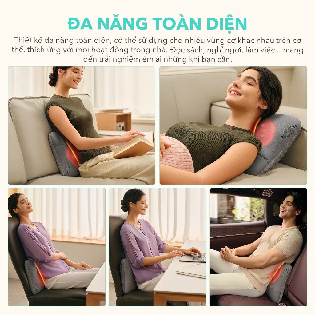 Gối massage lưng và cổ đa năng SKG VS500 chườm nóng 2 mặt - HAPOS HOF