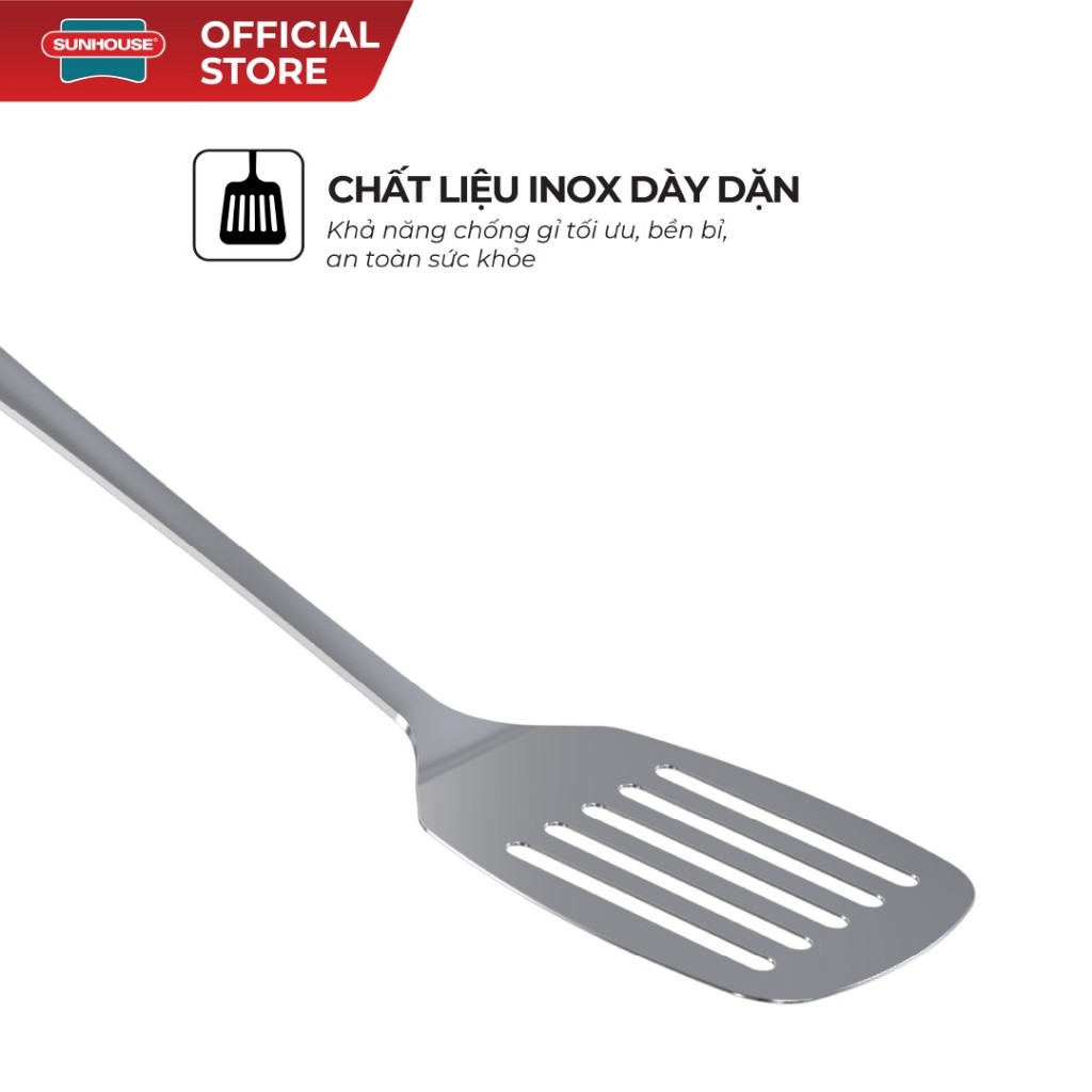 Xẻng sạn chiên xào 330 inox Sunhouse KS-TU330I - Inox chống gỉ dày dặn - Tay cầm chắc chắn - Dễ vệ sinh - HAPOS HEL KS-TU330I