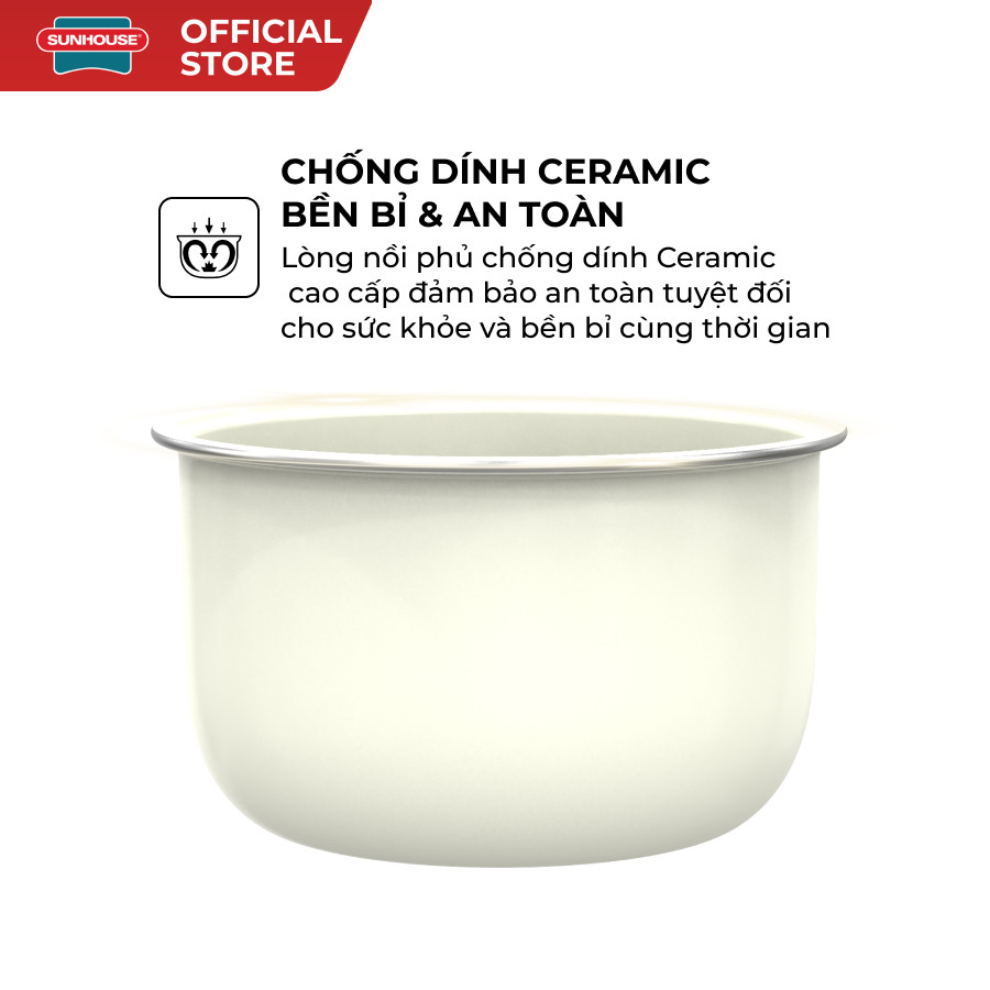 Nồi cơm điện tử 1.2L Happytime HTD8810, Công nghệ gia nhiệt chuẩn, Chống dính Ceramic, 6 chức năng nấu - HAPOS HOF