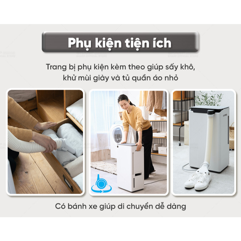 Máy lọc không khí Sharp  37m2 và hút ẩm tạo Plasmacluster ION DW-T30FV-H/W - Hàng chính hãng  - HAPOS HEL DW-T30FV-W