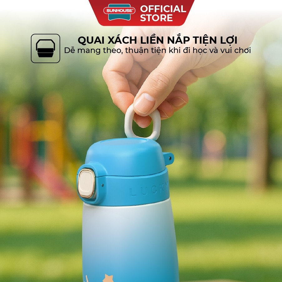 BÌnh giữ nhiệt trẻ em GripPal 420ml Sunhouse KS-TU420GB - Inox 304 an toàn - Giữ nhiệt 8-10h - HAPOS HEL KS-TU420GB