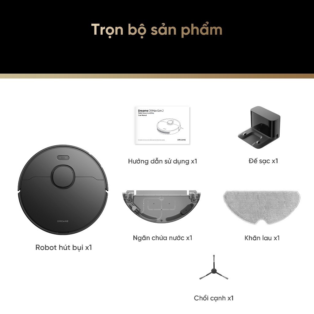 Robot Hút Bụi Lau Nhà Thông Minh Dreame D9 Max Gen 2 / D20  - Bản Quốc Tế - BH 24 Tháng - HAPOS HOF