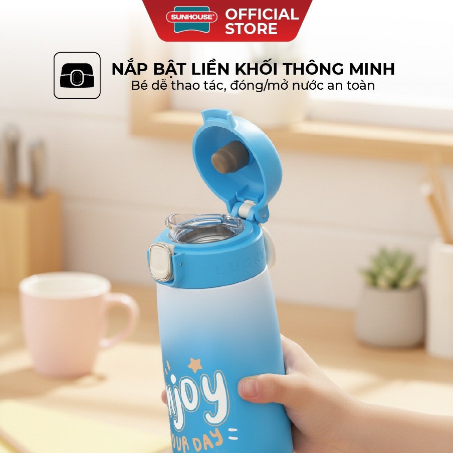 BÌnh giữ nhiệt trẻ em GripPal 420ml Sunhouse KS-TU420GB - Inox 304 an toàn - Giữ nhiệt 8-10h - HAPOS HEL KS-TU420GB