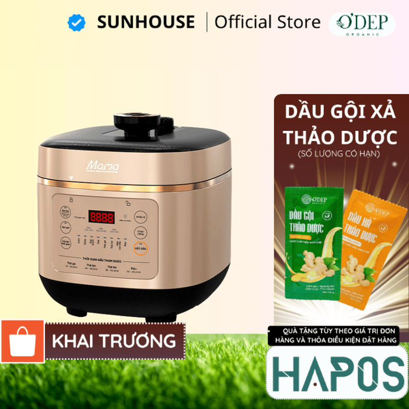 Nồi áp suất điện đa năng Sunhouse SHD1670, Công suất 1000W, 8 chế độ nấu , Lòng nồi 5 lớp chống dính - HAPOS HOF