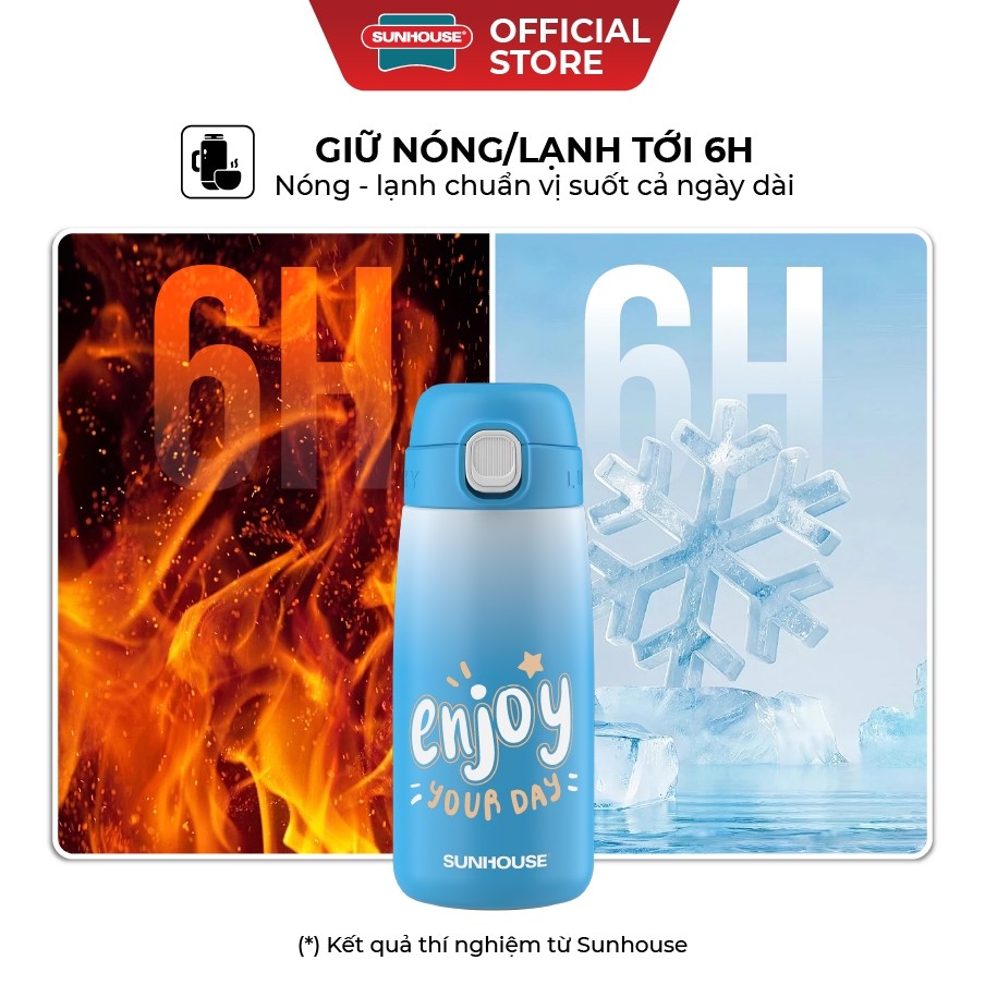 BÌnh giữ nhiệt trẻ em GripPal 420ml Sunhouse KS-TU420GB - Inox 304 an toàn - Giữ nhiệt 8-10h - HAPOS HEL KS-TU420GB