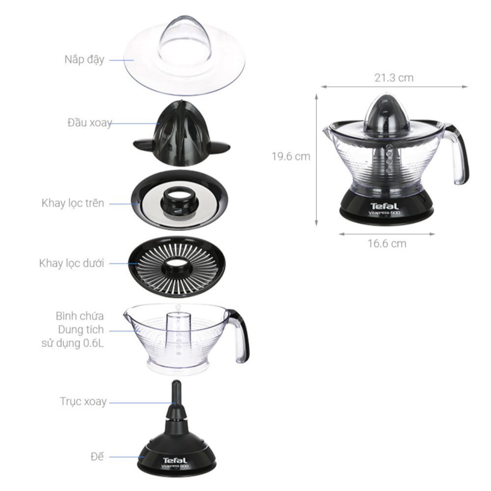 Máy vắt cam Tefal Vitapress ZP300138 Trắng | Công suất 25W chuẩn Pháp - Bảo Hành 24 Tháng - HAPOS HOF