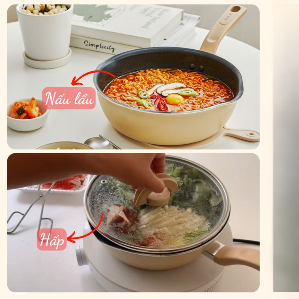 Chảo, nồi có nắp đa năng 24cm Tefal 3 trong 1, màu xanh G1748795 - HAPOS HOF