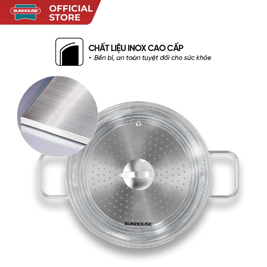 Xửng đa năng inox Sunhouse Eco SHG105-24 - An toàn - Tỏa nhiệt đều - Phù hợp nhiều size nồi - HAPOS HEL SHG105-24