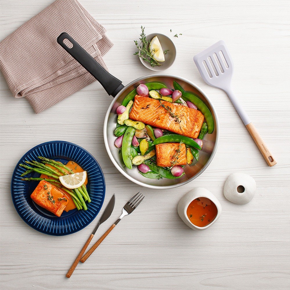 Nồi, chảo Inox 304 đáy từ LocknLock đa lớp Daily STS PPW, kèm nắp kính, tay cầm chịu nhiệt CSC2423IH - HAPOS LOF CSF2623IH-Chảo 26cm