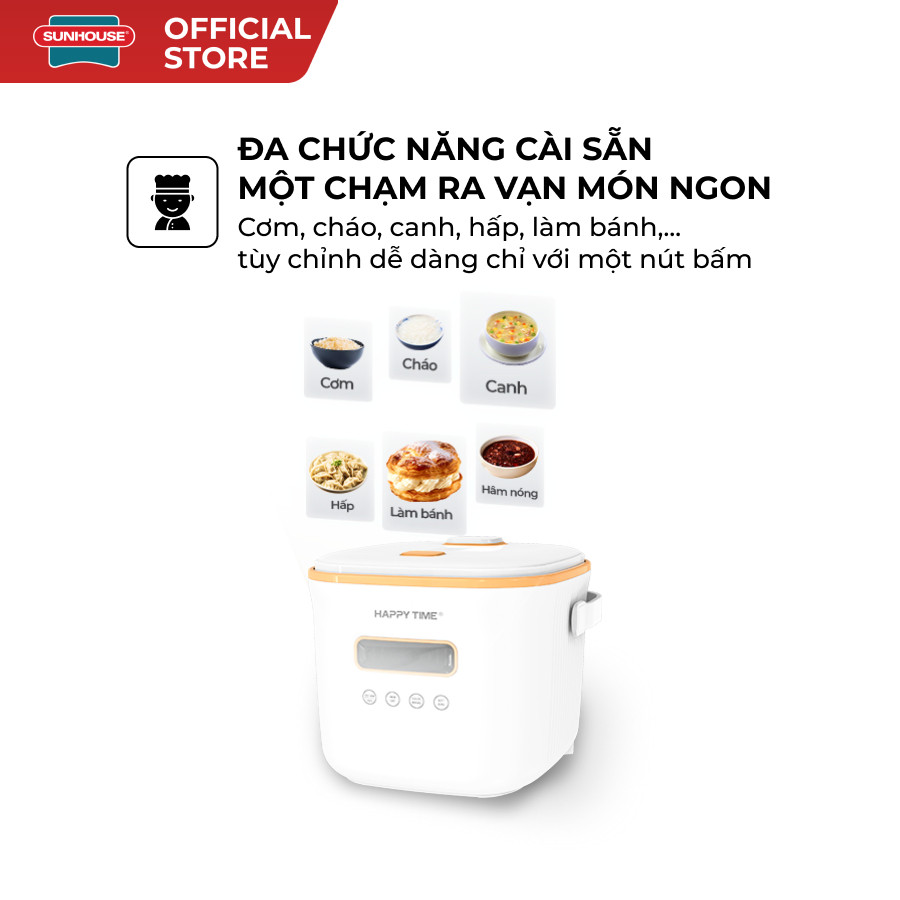 Nồi cơm điện tử 1.2L Happytime HTD8810, Công nghệ gia nhiệt chuẩn, Chống dính Ceramic, 6 chức năng nấu - HAPOS HOF