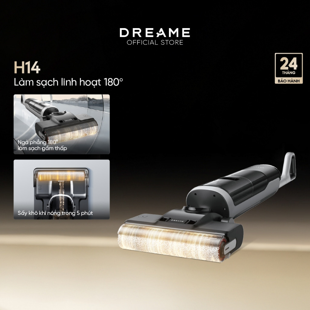 Máy lau sàn hút bụi cầm tay không dây thông minh Dreame H14/ H14 Ultra- Bản quốc tế - Bảo hành 24 tháng - HAPOS HOF