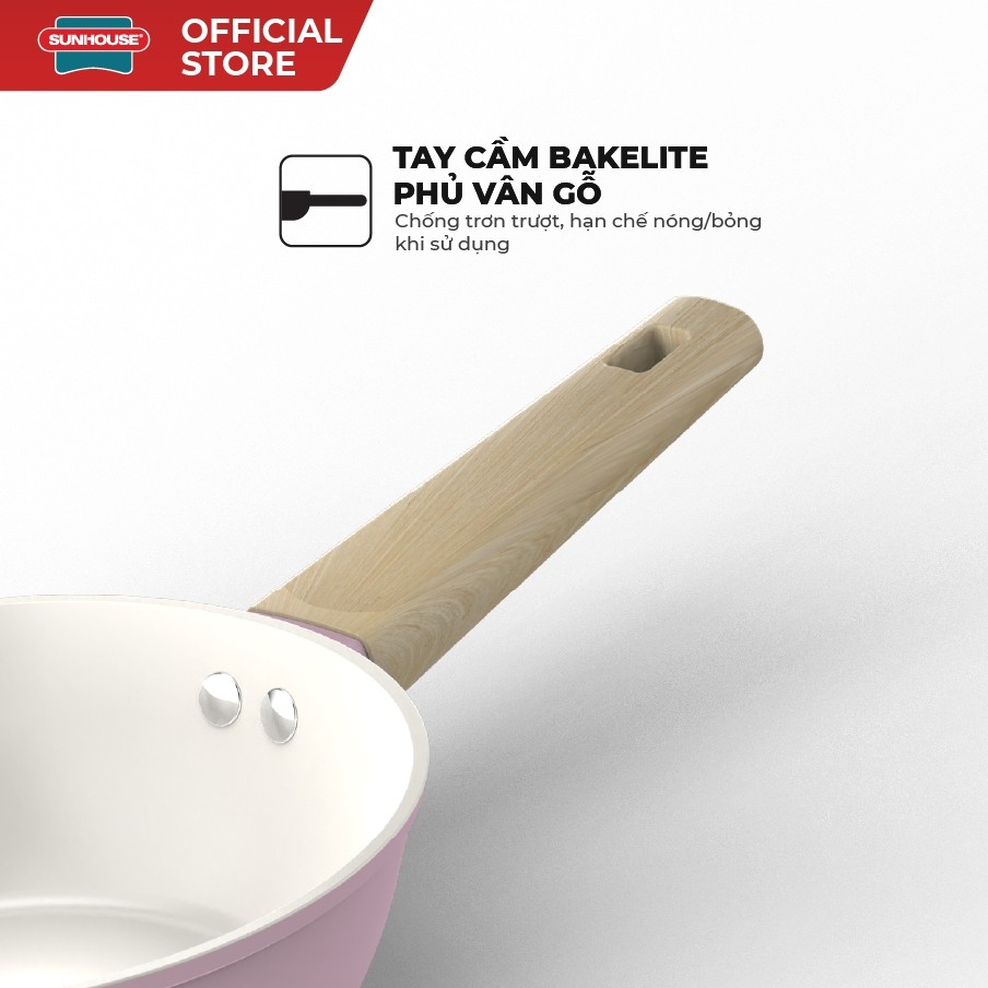 Chảo phủ sứ Nano đáy từ Sunhouse Healthy SHG20-24-26MP - Chống dính Nano Ceramic - Bắt từ nhanh - HAPOS HEL SHG26MP - Size 26cm