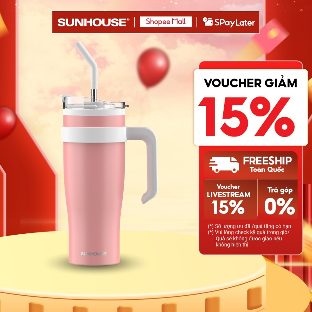 Bình giữ nhiệt Stay Hydrate 1200ml Sunhouse KS-TU1200SP - Inox 304 - Giữ nhiệt đến 8h - Ống hút tiện lợi - HAPOS HEL KS-TU1200SP