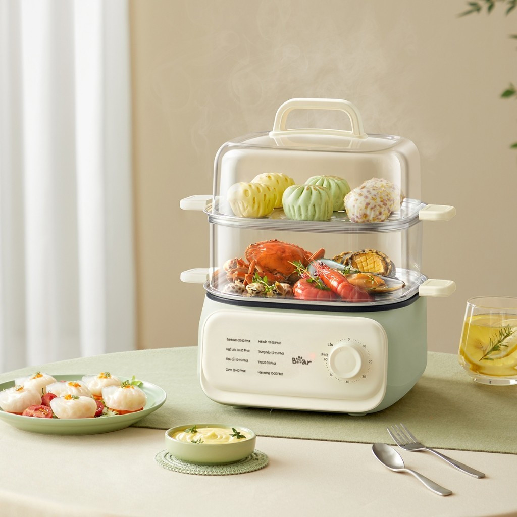 Nồi hấp/ Nồi lẩu điện đa năng 10.3L Bear EFS-4H30D - 2 khay hấp - HAPOS HOF