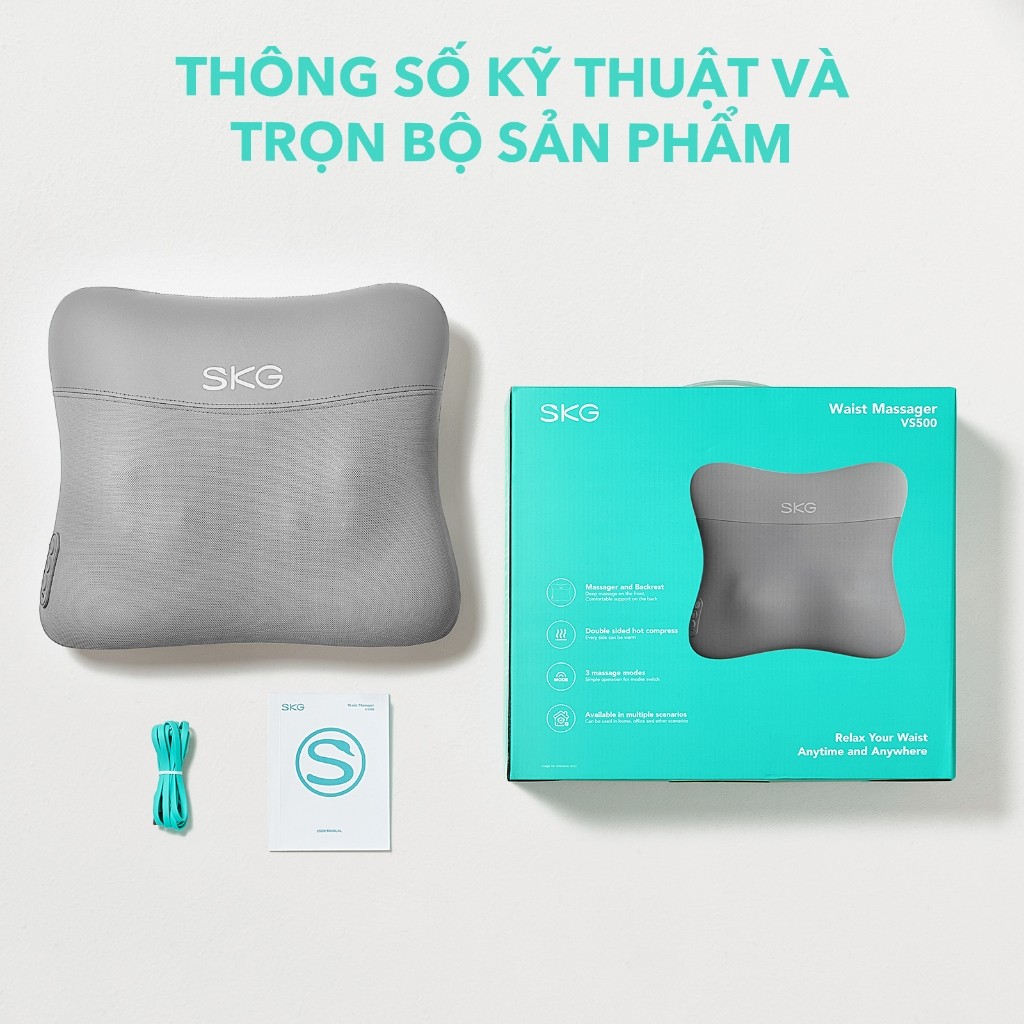 Gối massage lưng và cổ đa năng SKG VS500 chườm nóng 2 mặt - HAPOS HOF