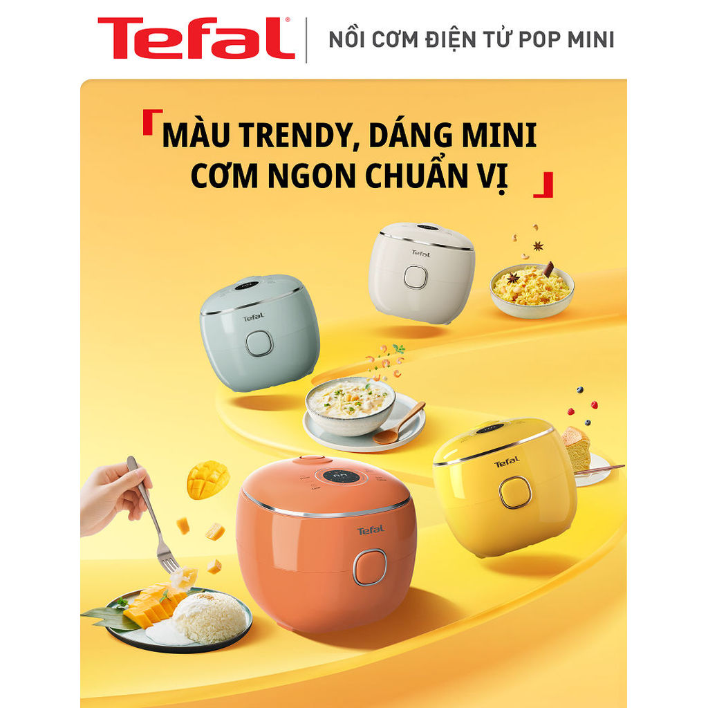 Nồi cơm điện tử Tefal 0.7L 350W Mini POP 8 chế độ nấu đa năng RK535AY0 RK535TY0  - HAPOS HOF