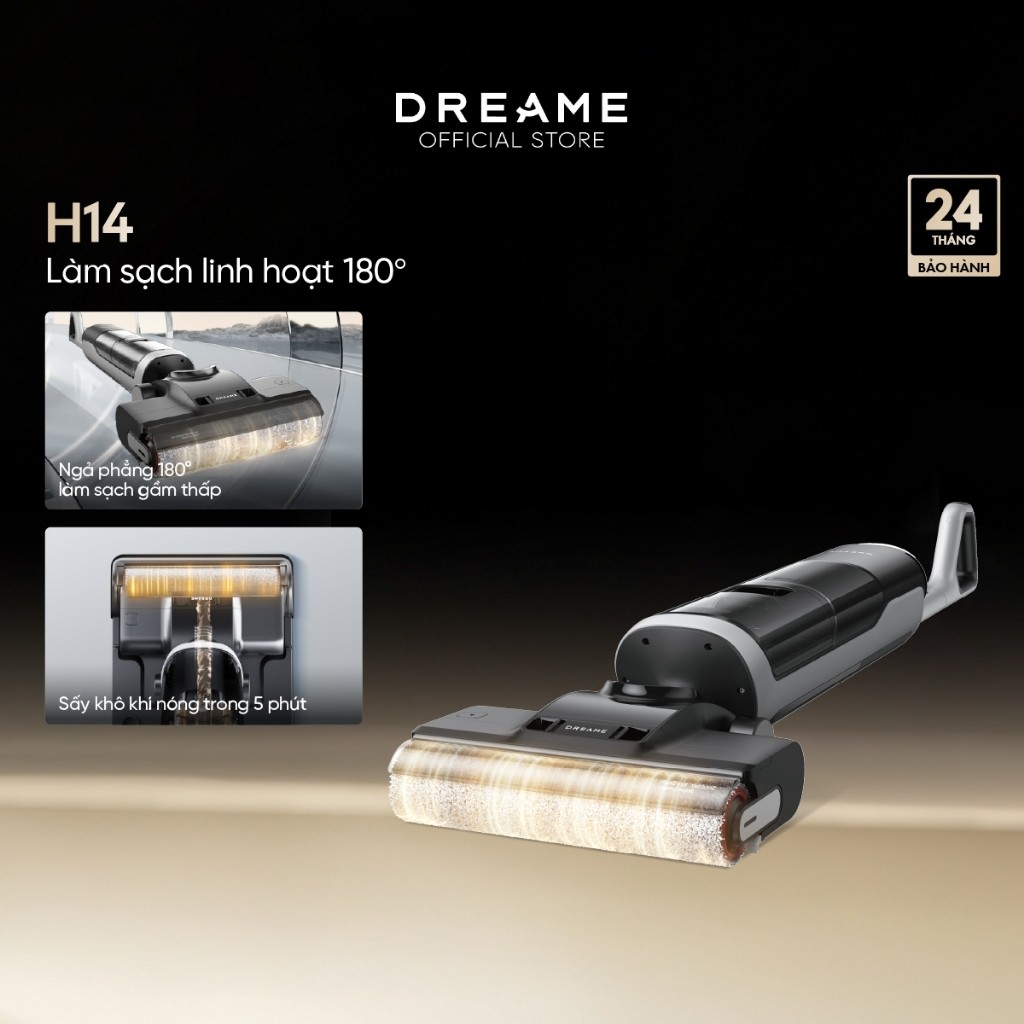 Máy lau sàn hút bụi cầm tay không dây thông minh Dreame H14/ H14 Ultra- Bản quốc tế - Bảo hành 24 tháng - HAPOS HOF