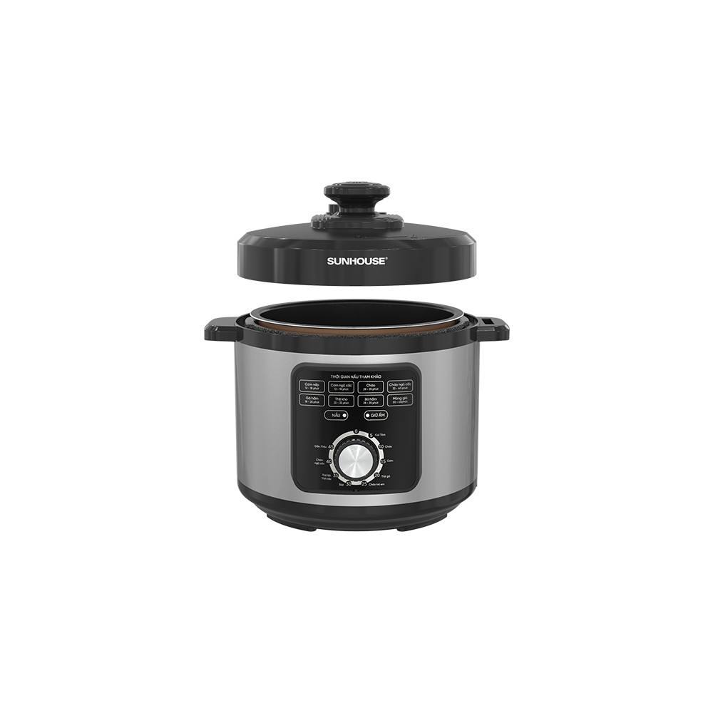 Nồi áp suất điện đa năng 5L Sunhouse SHD1551 900W, 5 cấp độ chống bỏng, Lòng nồi 5 lớp phủ chống dính PTFE - HAPOS HOF