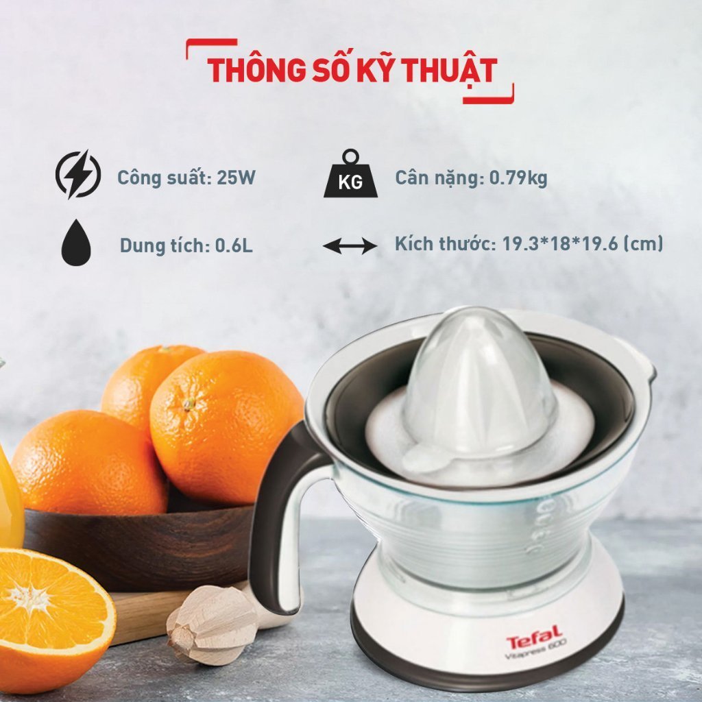 Máy vắt cam Tefal Vitapress ZP300138 Trắng | Công suất 25W chuẩn Pháp - Bảo Hành 24 Tháng - HAPOS HOF