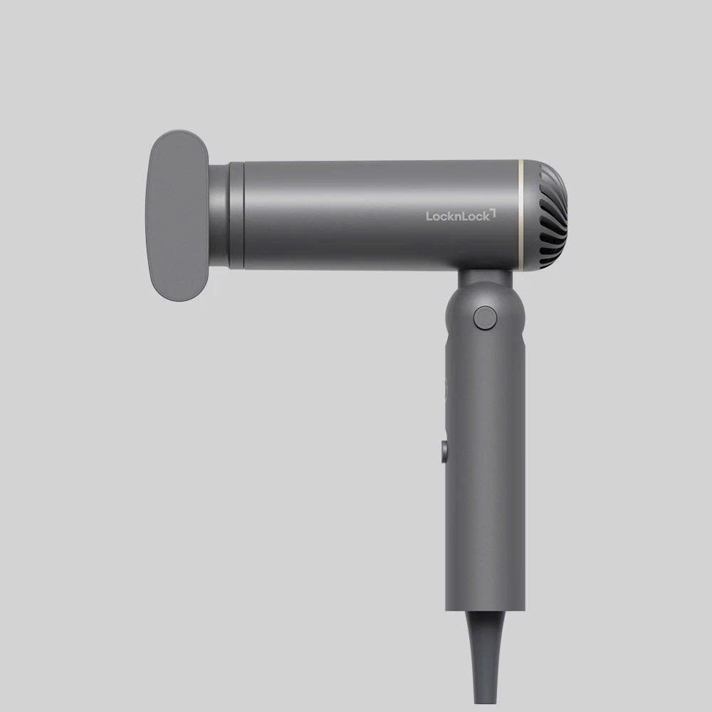 Máy sấy tạo kiểu tóc gấp gọn LocknLock ion âm bảo vệ tóc Foldable Hair Styling Dryer ENA626GRY Màu Xám - HAPOS LOF