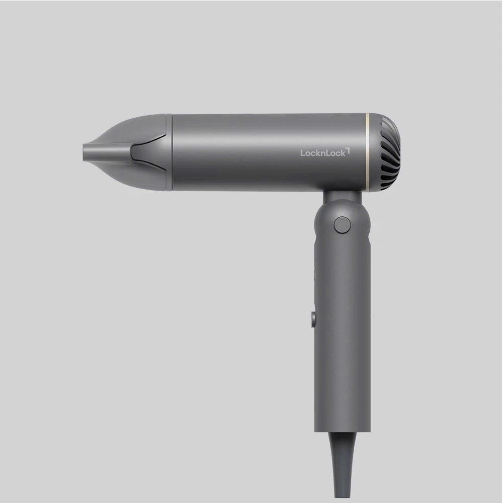 Máy sấy tạo kiểu tóc gấp gọn LocknLock ion âm bảo vệ tóc Foldable Hair Styling Dryer ENA626GRY Màu Xám - HAPOS LOF