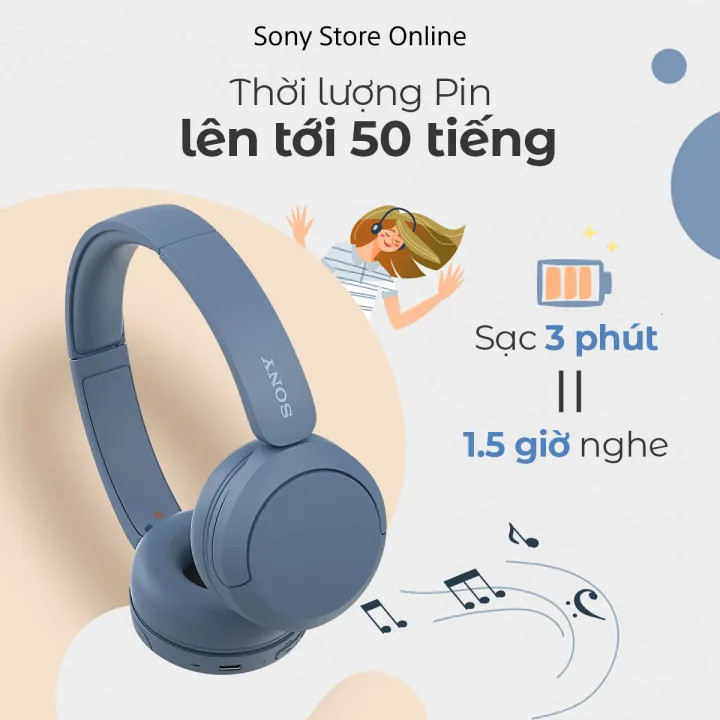 Tai nghe choàng đầu không dây thời trang Sony WH-CH520 - HAPOS HEL