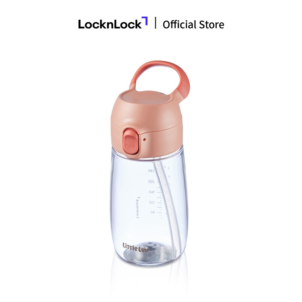 Bình nước nhựa LocknLock Little Luv Switch cap tritan straw cup HAP918 có ống hút dung tích 410ml - 2 Màu - HAPOS LOF