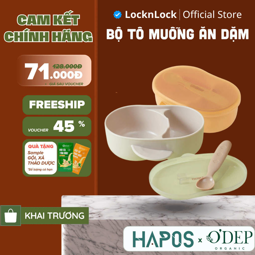 Bộ tô muỗng LocknLock Little Luv Portable Bowl&Spoon cho bé kèm nắp HPP963 - 2 Màu - HAPOS LOF