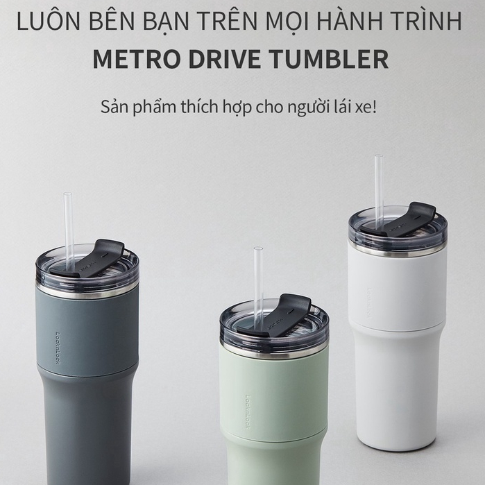 ONL - Ly giữ nhiệt LocknLock 650ml LHC4277S Metro Drive thiết kế để vừa trên ô tô - Hàng chính hãng kèm ống hút và cọ - HAPOS Trắng - LHC4277SWHT