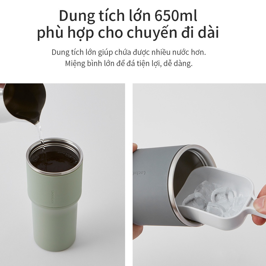 ONL - Ly giữ nhiệt LocknLock 650ml LHC4277S Metro Drive thiết kế để vừa trên ô tô - Hàng chính hãng kèm ống hút và cọ - HAPOS Trắng - LHC4277SWHT