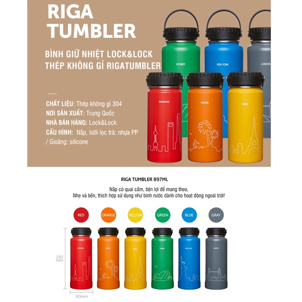 ONL - Bình giữ nhiệt LocknLock bằng thép không gỉ Riga Tumbler 897ml LHC4160 (6 màu) - HAPOS LHC4160YEL
