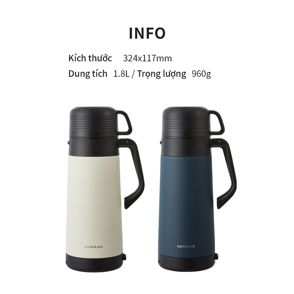 ONL - Bình giữ nhiệt LocknLock cỡ đại LHC1484 1,2L và LHC1485 1,8L có quai xách, nắp làm cốc Chính Hãng - HAPOS MALL OFFICIAL LHC1485