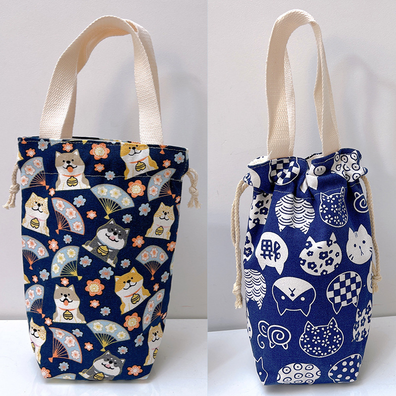 Túi vải canvas 2 lớp có dây rút, đựng bình giữ nhiệt LocknLock, ly trà sữa, chất liệu dày dặn HPCV02 - HAPOS OFFICIAL Nhóm Mẫu 03