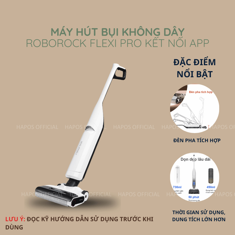 Máy hút bụi lau sàn khô và ướt Roborock Flexi Series - Chính Hãng Bản Quốc Tế - Bảo Hành 24 Tháng - CHEAPMALL SUNHOUSE Roborock Flexi Pro
