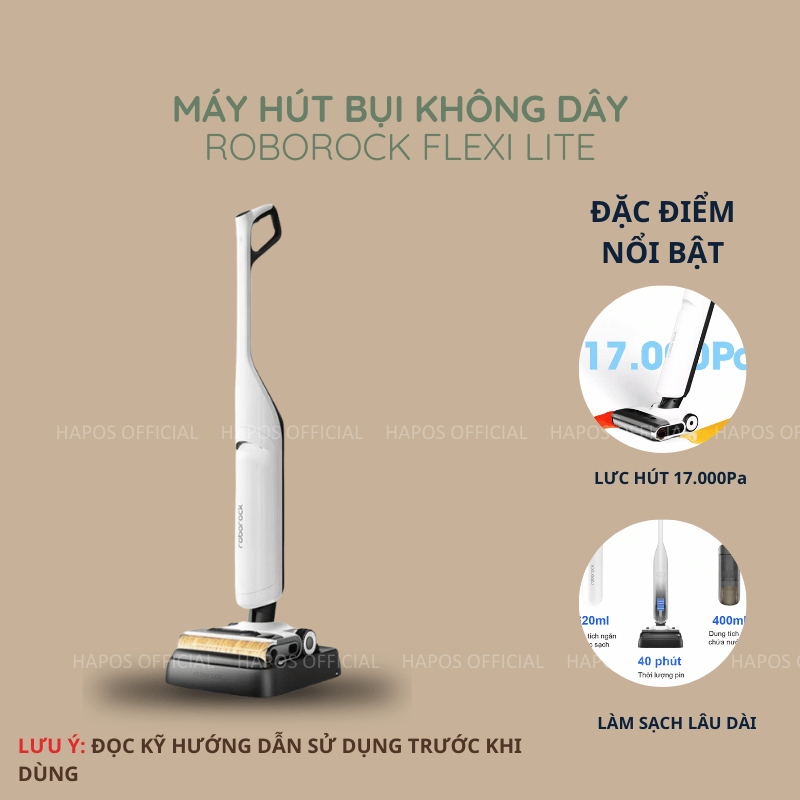 Máy hút bụi lau sàn khô và ướt Roborock Flexi Series - Chính Hãng Bản Quốc Tế - Bảo Hành 24 Tháng - CHEAPMALL SUNHOUSE Roborock Flexi Pro