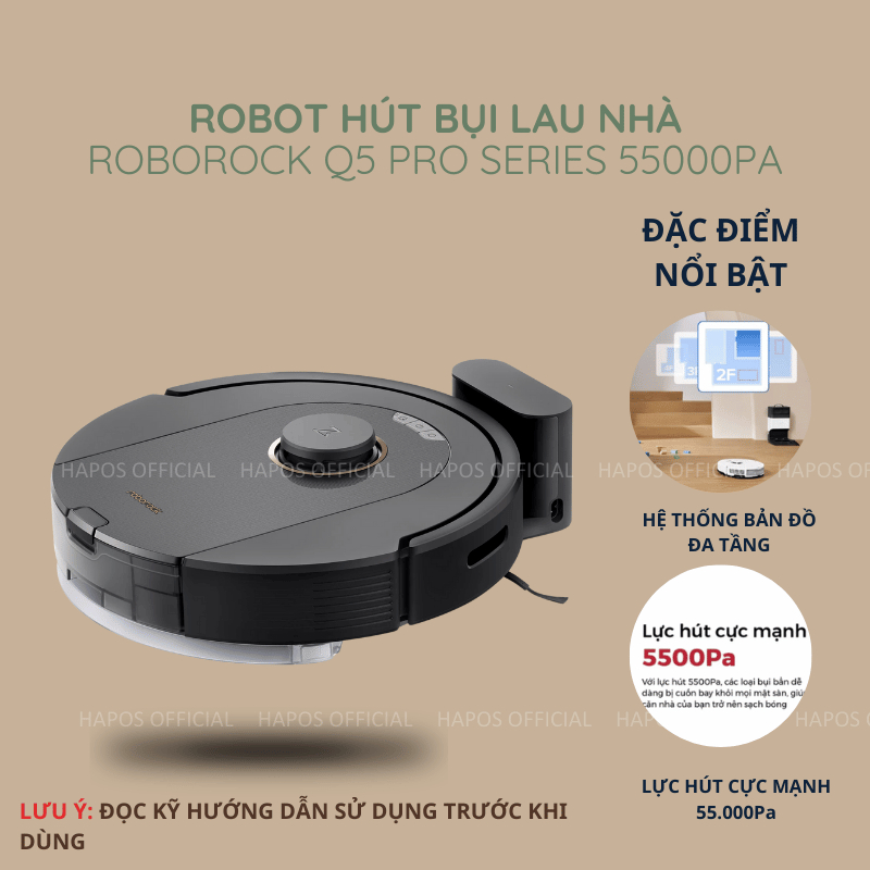 Robot hút bụi lau nhà Roborock Q5 Pro Series, Lực hút 5500Pa, Chổi chính kép - Bảo hành 24 Tháng - CHEAPMALL SUNHOUSE Q5 Pro Trắng