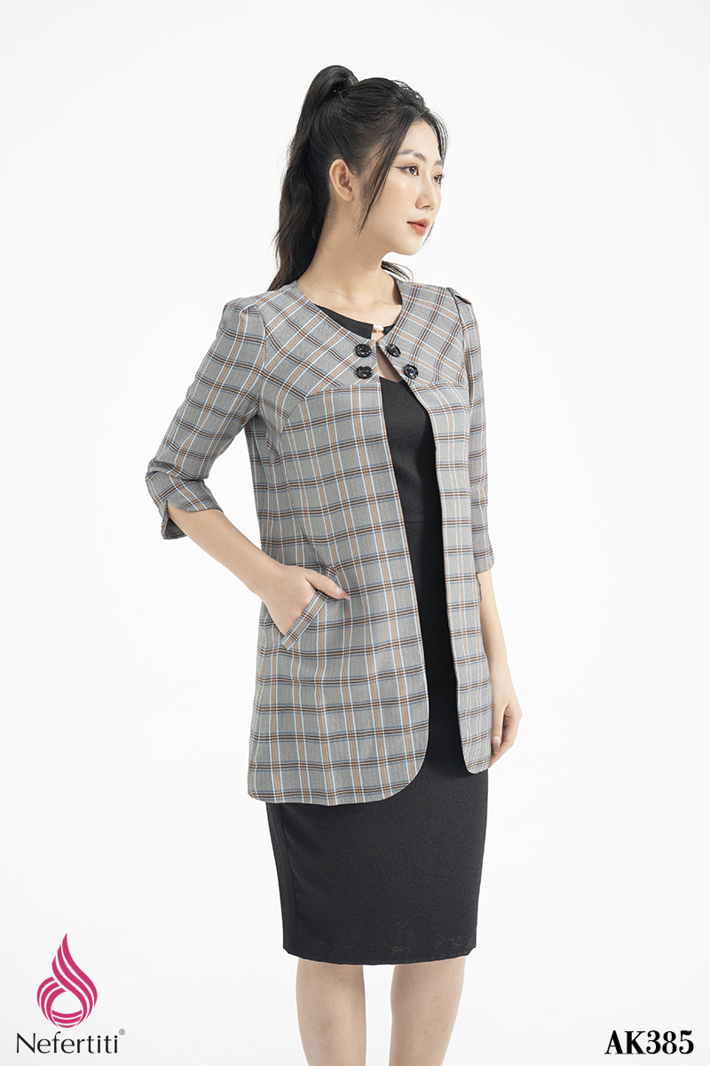 3AK385 - ÁO KHOÁC KẺ TAY LỬNG