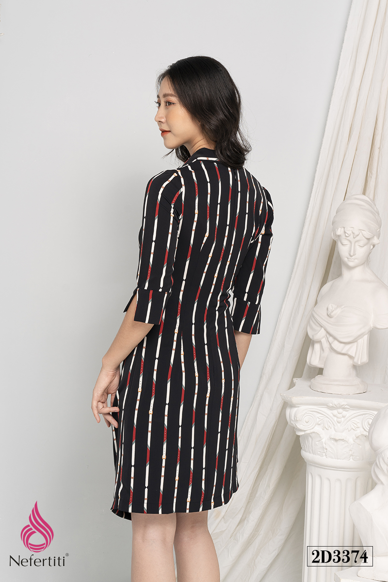 2D3374 - ĐẦM HỌA TIẾT VẠT CHÉO