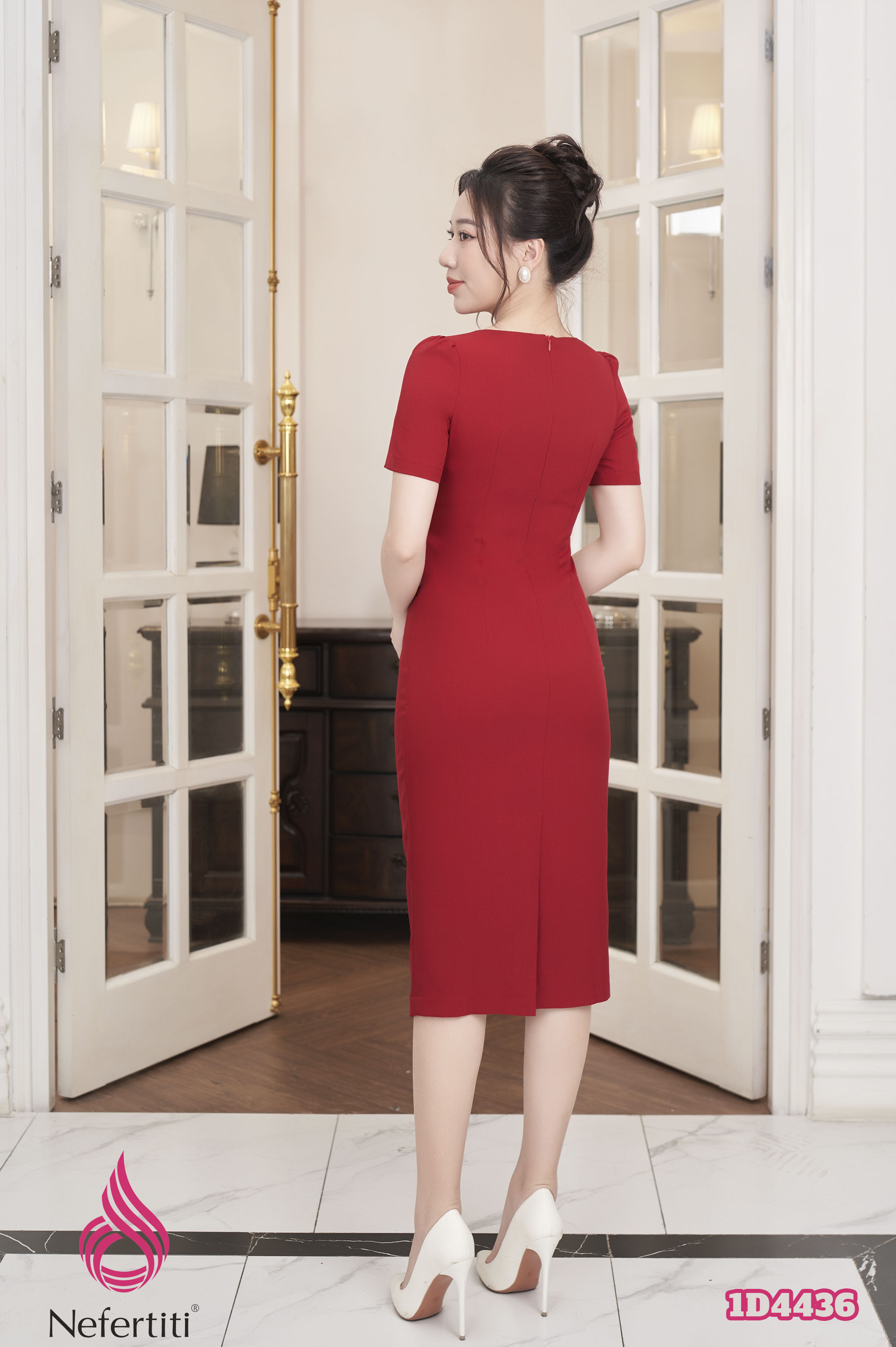 1D4436 - Đầm ôm nơ đỏ