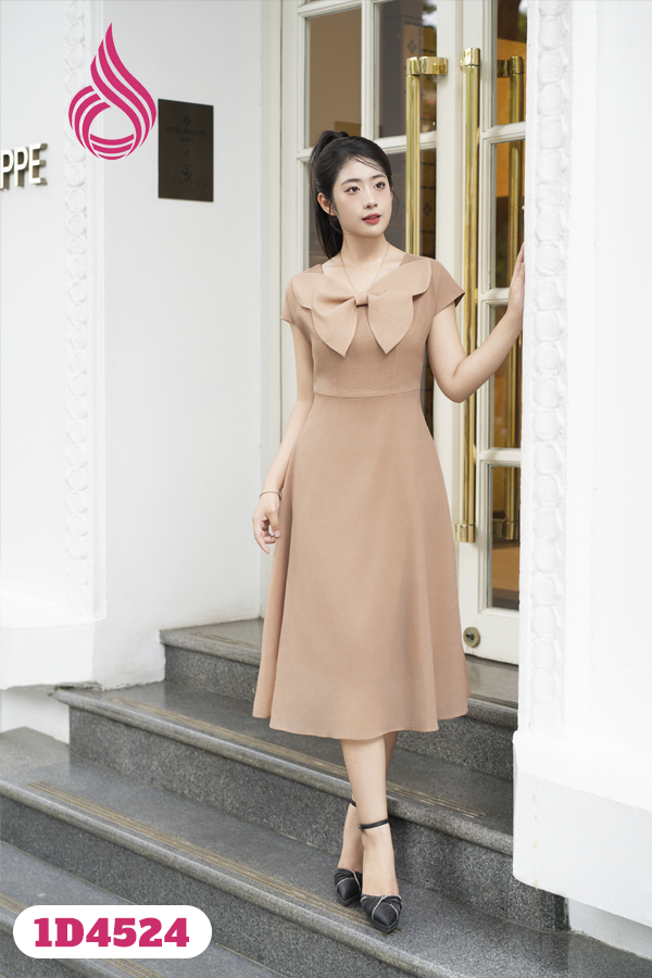 1D4524 - Đầm nâu be nơ xinh