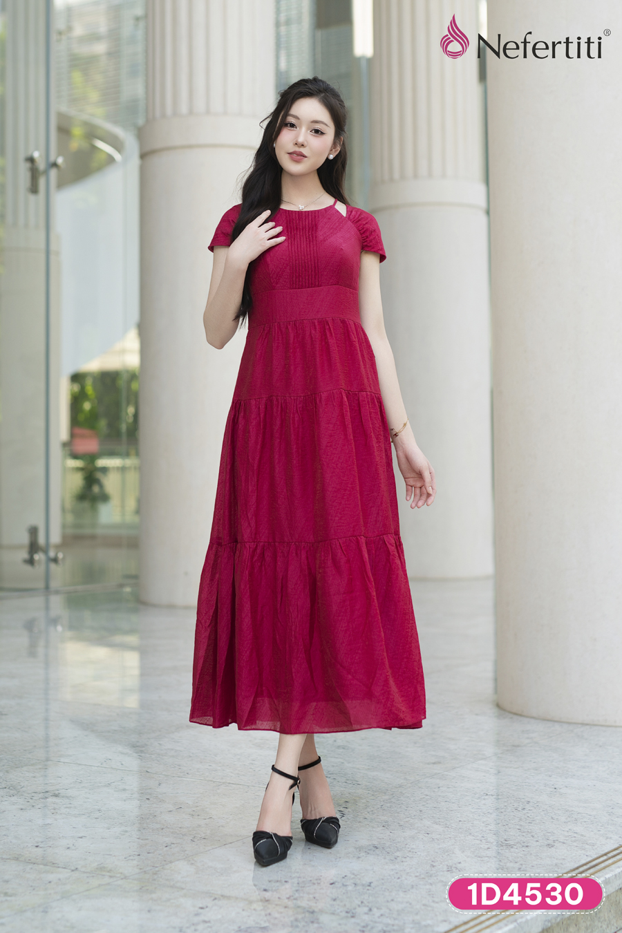 1D4530 - Đầm maxi cổ yếm cách điệu